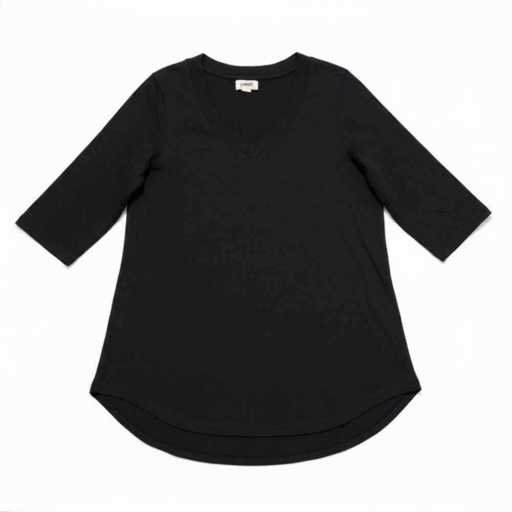 Pact Organic Cotton Slub V-Neck T-Shirt Women S Black Sustainable Basic Casual